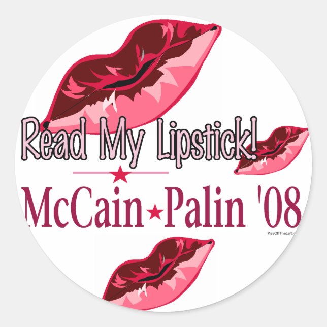 Lipstick McCain Palin '08 Aufkleber lesen (Vorderseite)