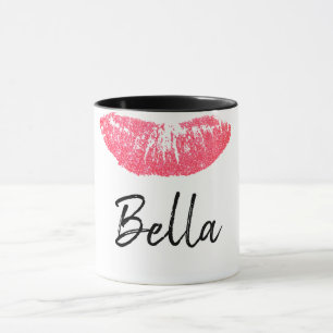 Lipstick mit rosa Lippen Tasse