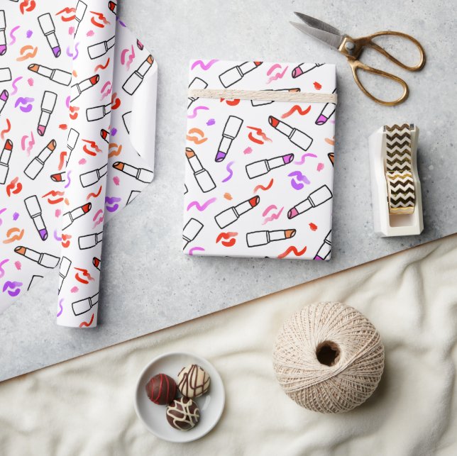 Lipstick Muster Geschenkpapier (Kunsthandwerk)