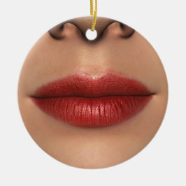 Lipstick Rote Weibliche Lippen Nah Keramik Ornament