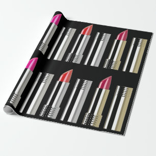 Lipstick Schönheitskosmetik silber pink modern Geschenkpapier