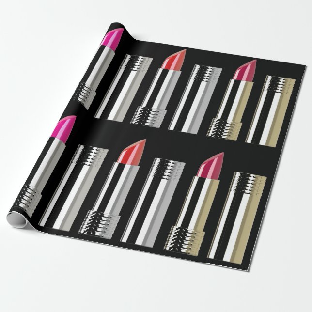 Lipstick Schönheitskosmetik silber pink modern Geschenkpapier (Ungerollt)