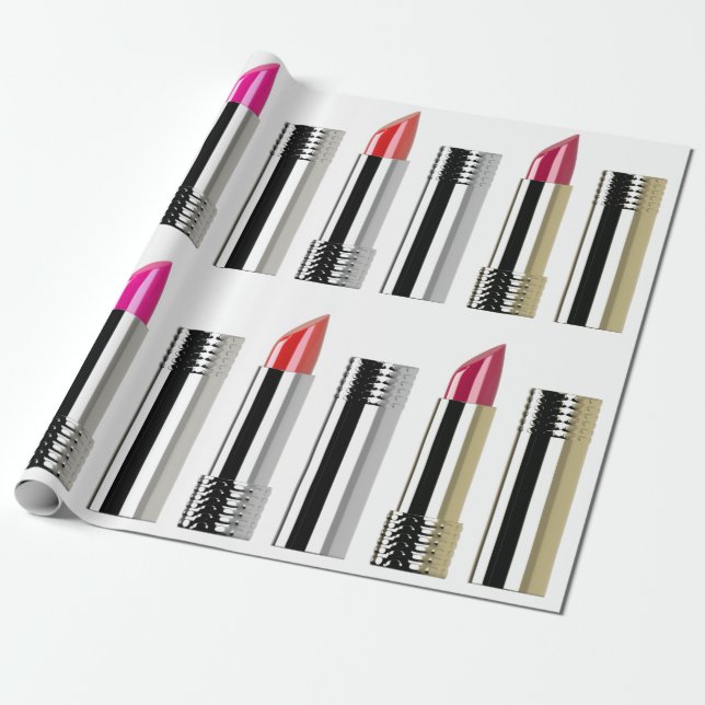 Lipstick Schönheitskosmetik silber rosa rot Geschenkpapier (Ungerollt)