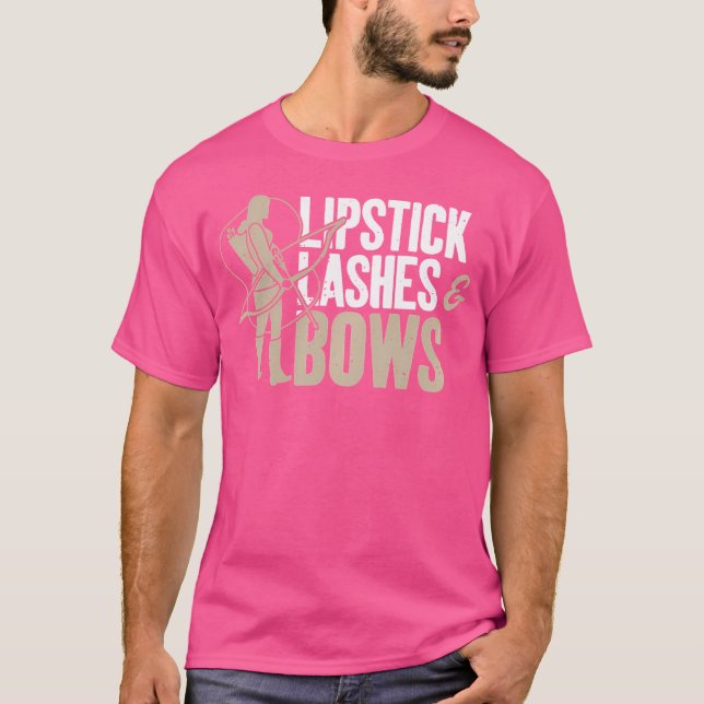 Lipstick-Striche und Bogen-Bogenschießmädchen T-Shirt (Vorderseite)