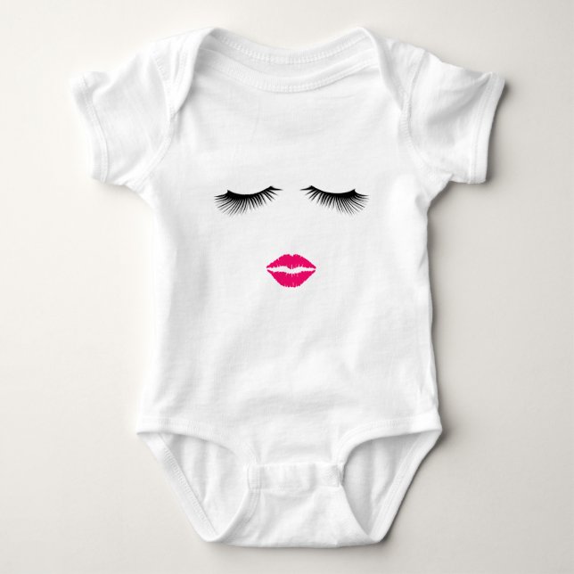 Lipstick und Eyelashes Baby Strampler (Vorderseite)