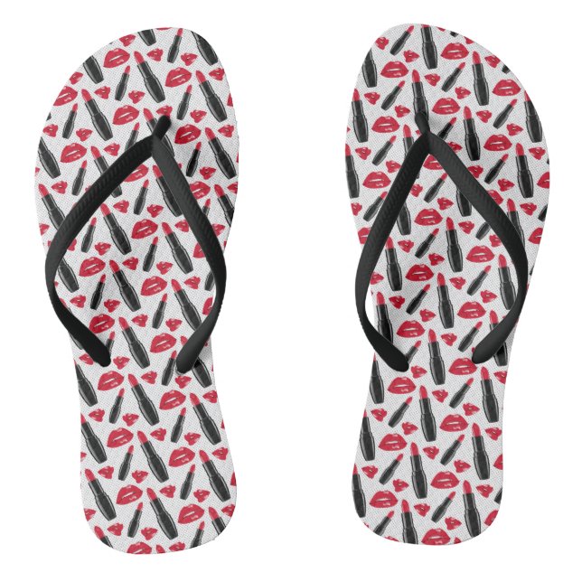Lipstick und Lippen Polka-Dotmuster Flip Flops (Fußbett)