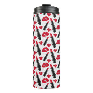 Lipstick und Lippen Polka-Dotmuster Thermosbecher
