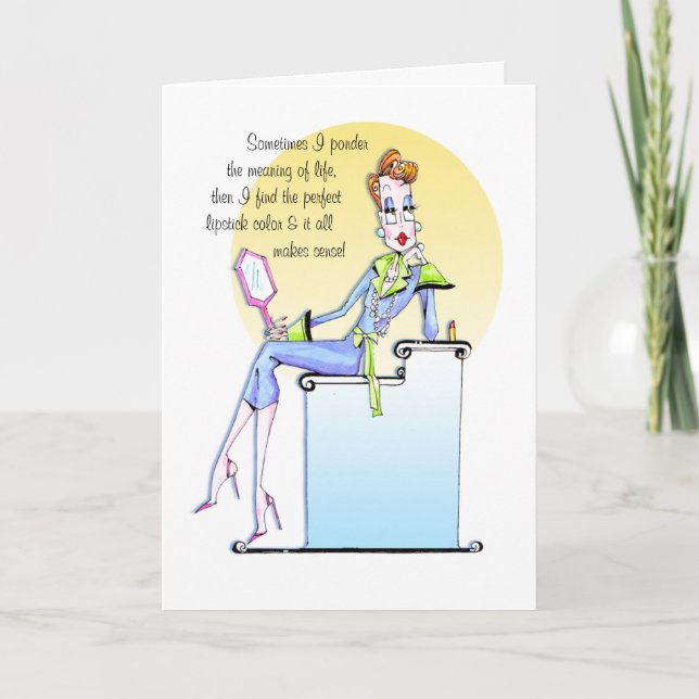 #lipstickhumor, Lipstickcard, lustige Frauenkarte Karte (Vorderseite)