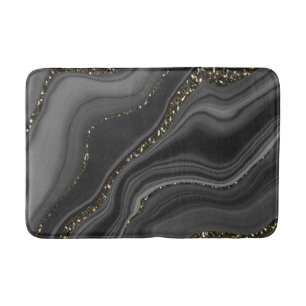 Liquid Black Gray White Agate Glitzer Traum Nr. 2 Badematte