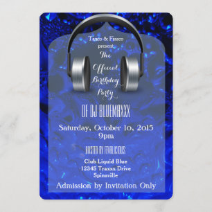 Liquid Blue DJ Party Einladungen