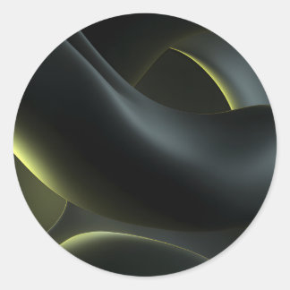 Liquid Chrome Abstract: Dark Iridescence Runder Aufkleber