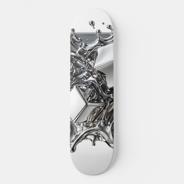Liquid Chrome Skateboard - Spiegel Silber Metall (Vorderseite)