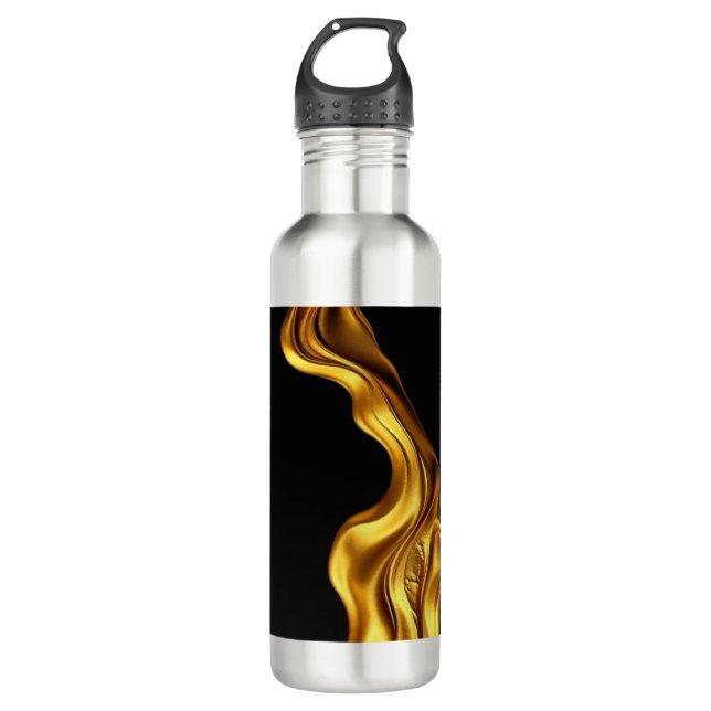 Liquid Gold Black Monochrome Achempong Edelstahlflasche (Vorderseite)