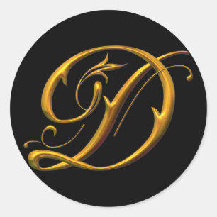Liquid Gold D Mongram Runder Aufkleber