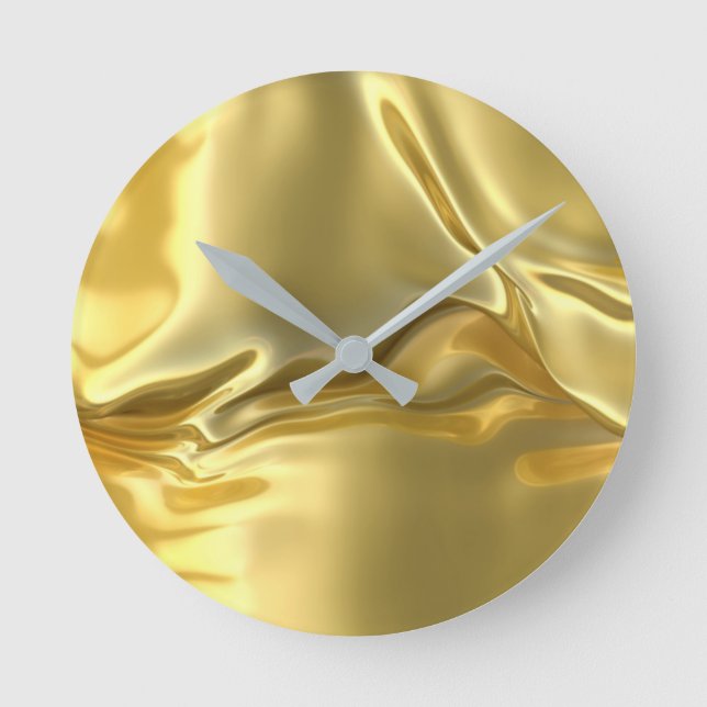 Liquid Gold Digital Print Runde Wanduhr (Vorderseite)