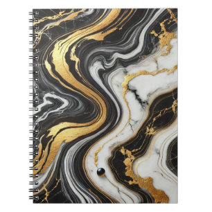 Liquid Gold Schwarz Weiße Marmor Optik Glamouröse Notizblock
