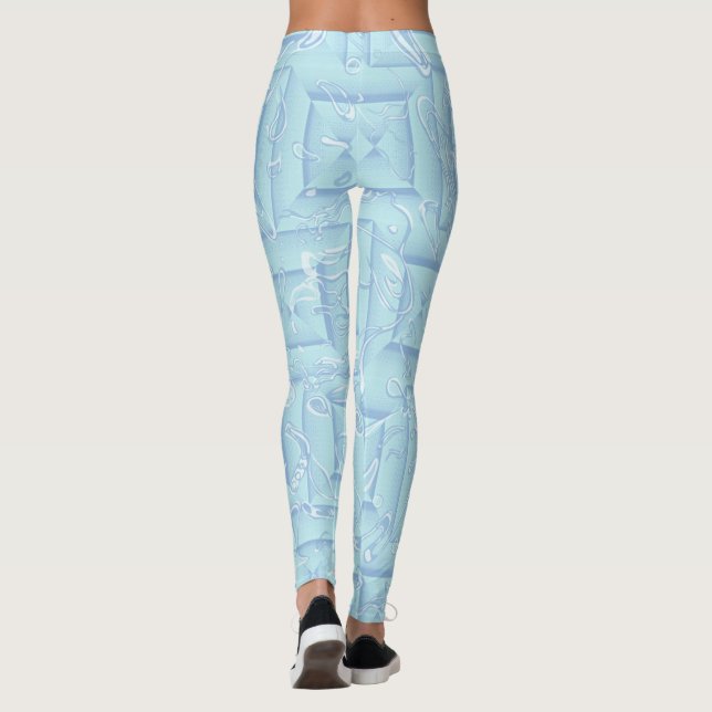 Liquid Ice Luxe - Futuristic Aqua Pattern Leggings (Rückseite)