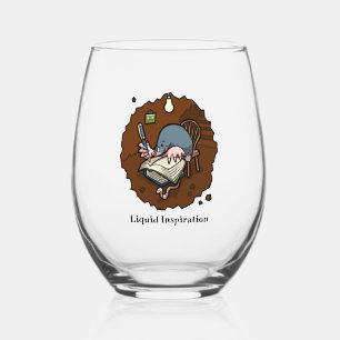 Liquid Inspiration Mole Writer in Burrow Cartoon Weinglas Ohne Stiel