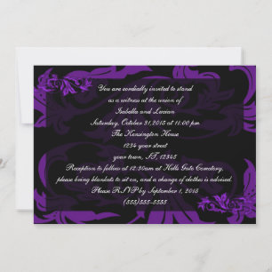 Liquid Lila Damask Goth Wedding Einladung