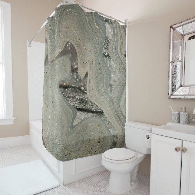 Liquid Marble Wave Glitter Glam 1 Duschvorhang (Beispiel)