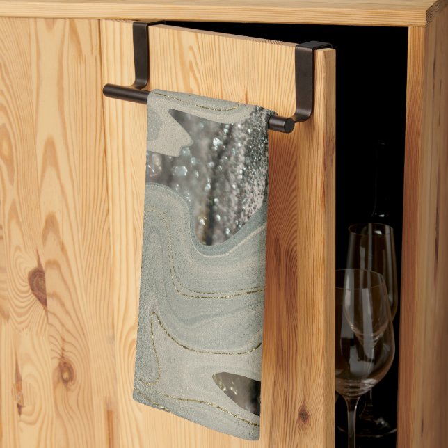 Liquid Marble Wave Glitter Glam 1 Geschirrtuch (Drittel gefaltet)