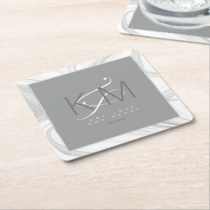 Liquid Marble Wedding Neutrals ID888 Rechteckiger Pappuntersetzer