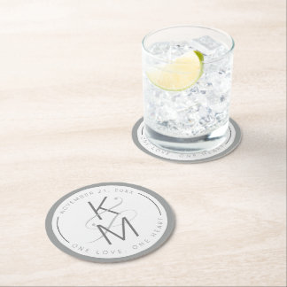 Liquid Marble Wedding Neutrals ID888 Runder Pappuntersetzer