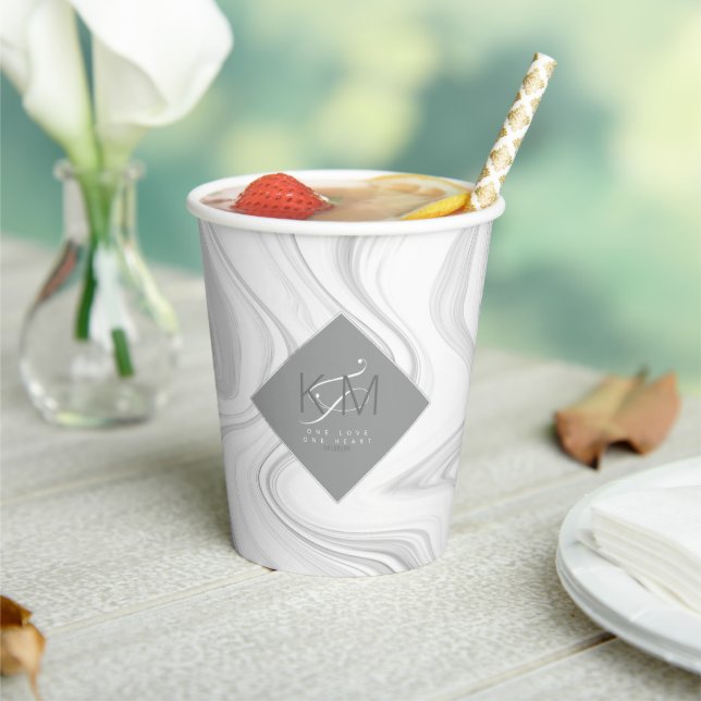 Liquid Marmorneutrals Wedding ID888 Pappbecher (In Situ)