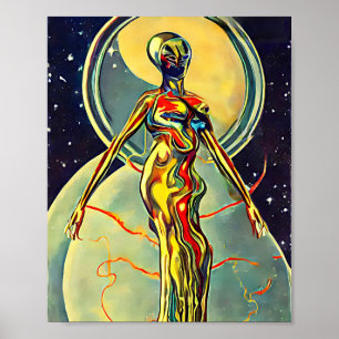 Liquid Metal Alien Abstrakt Sci Fi Origne Art Poster
