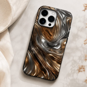 Liquid Metal Luxe: Abstraktes Silber & Gold Case-Mate iPhone 14 Pro Max Hülle