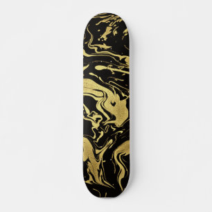 Liquid Rich Gold schwarze Wirbel personalisieren Skateboard