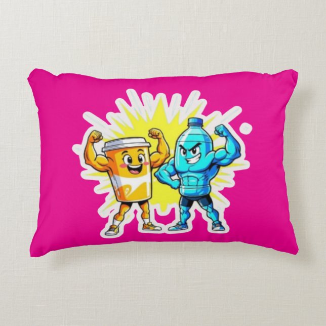 Liquid Strength – Funny Juice & Water Muscle Desig Dekokissen (Vorderseite)