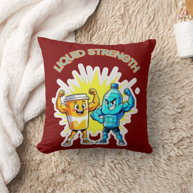 Liquid Strength – Funny Juice & Water Muscle Desig Kissen (Decke)