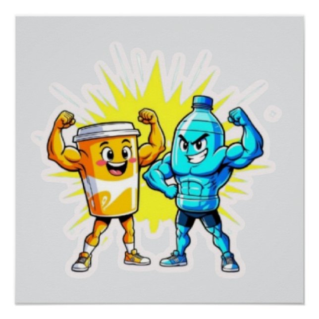 Liquid Strength – Funny Juice & Water Muscle Desig Poster (Vorderseite)