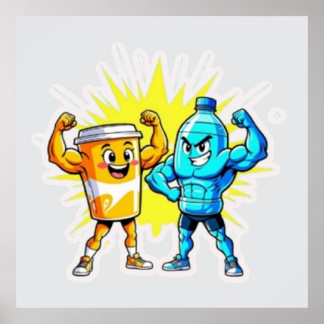 Liquid Strength – Funny Juice & Water Muscle Desig Poster (Vorne)