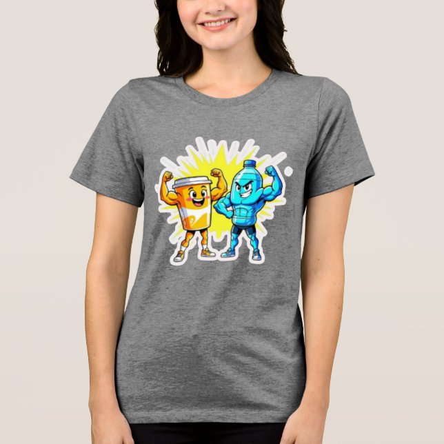 Liquid Strength – Funny Juice & Water Muscle Desig Tri-Blend Shirt (Vorderseite)