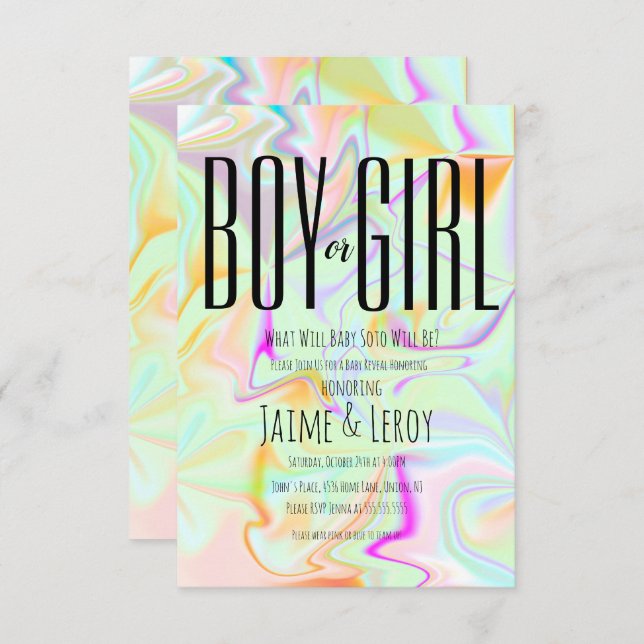 Liquide irrisierende Geschlechtszugehörigkeit Einladung (Vorne/Hinten)