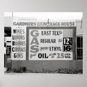 Liquor & Benzin, 1939. Vintages Foto Poster