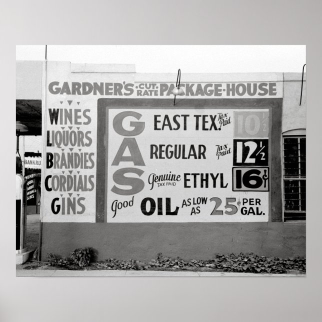 Liquor & Benzin, 1939. Vintages Foto Poster (Vorne)