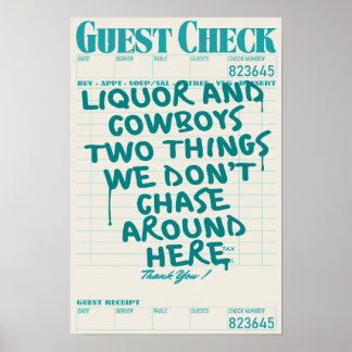 Liquor & Cowboys Guest Karo Print Poster