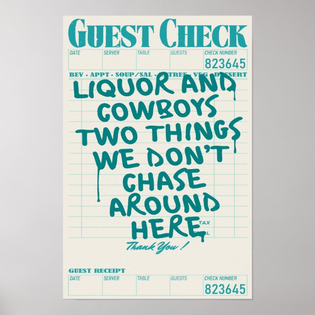 Liquor & Cowboys Guest Karo Print Poster (Vorne)