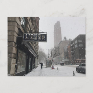 Liquor Store Columbus Avenue Winter Snowstorm NYC Postkarte