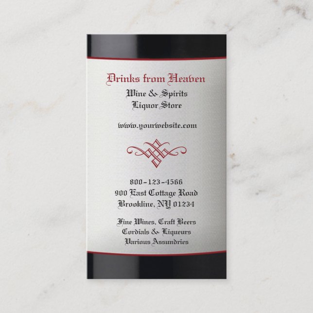 Liquor Wine Store Business Card Visitenkarte (Vorderseite)