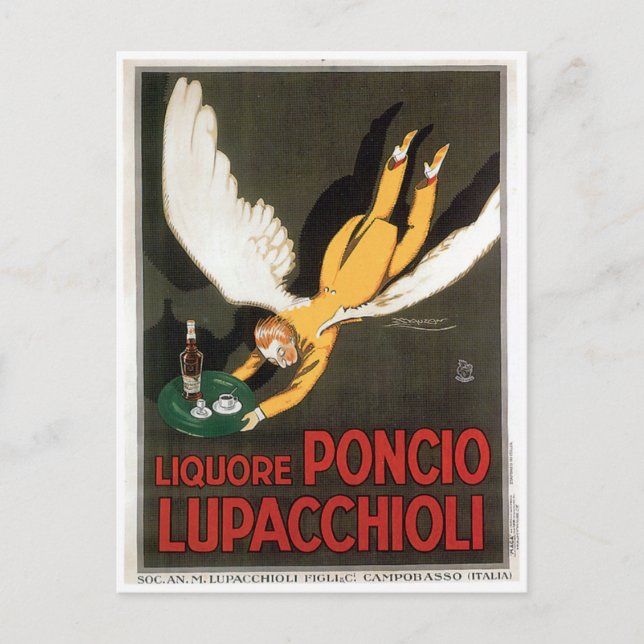 Liquore Poncio Lupacchioli Vintages Getränk Postkarte (Vorderseite)