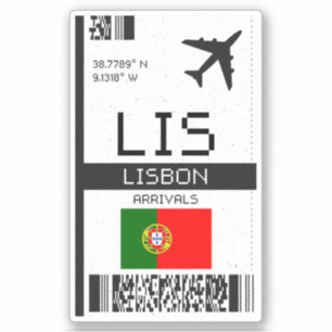 LIS Lissabon Boarding Pass - Portugal - Reise Aufkleber