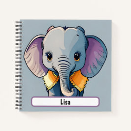 Lisa das Baby Elephant, mit Custom Nametag! Notizbuch