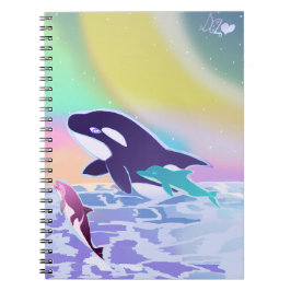 Lisa Frank inspiriert Orca- und Delfinheft Notizblock