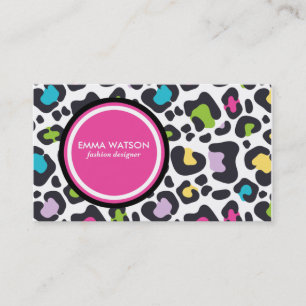 Lisa Frank Style Neon Leopard Print Business Card Visitenkarte