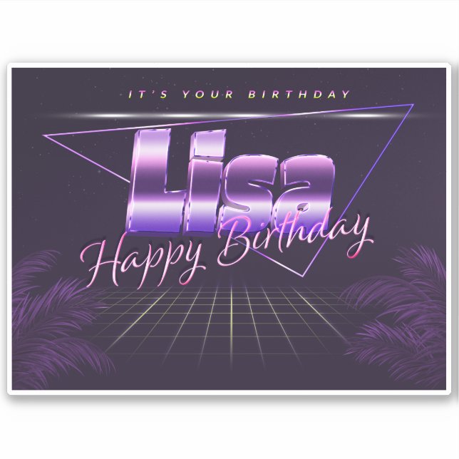 Lisa Name Vorname lila retro Sticker Geburtstag (Vorderseite)