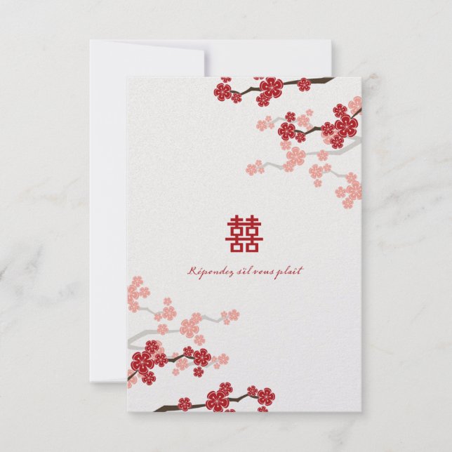 LISA_Red Cherry Blossoms Wedding RSVP 1 FINAL - V2 Karte (Vorderseite)
